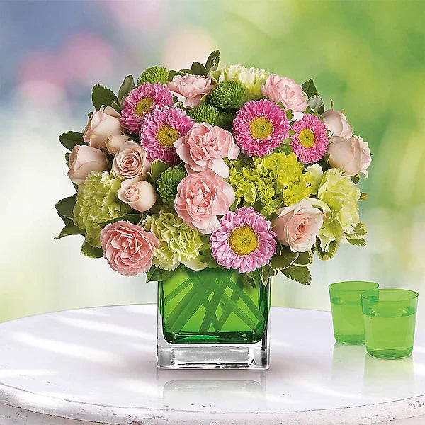 Elegant bouquet  green and pink