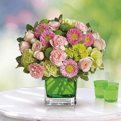 Elegant bouquet  green and pink